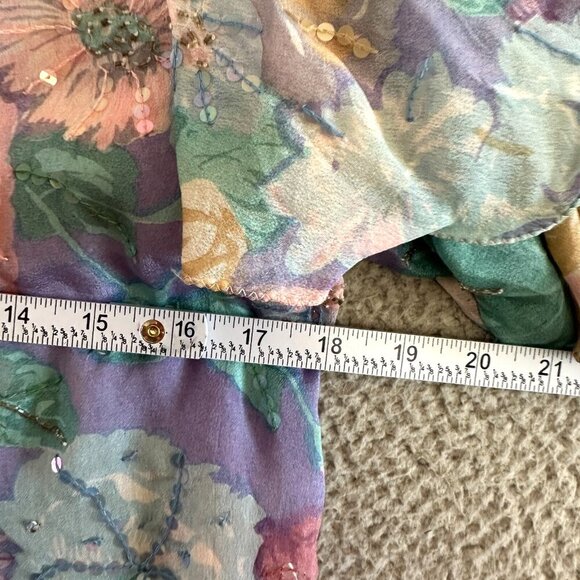 Vintage Judith Ann Creations Silk Beaded Blouse Sequin Pastels Flutter - Picture 3 of 16
